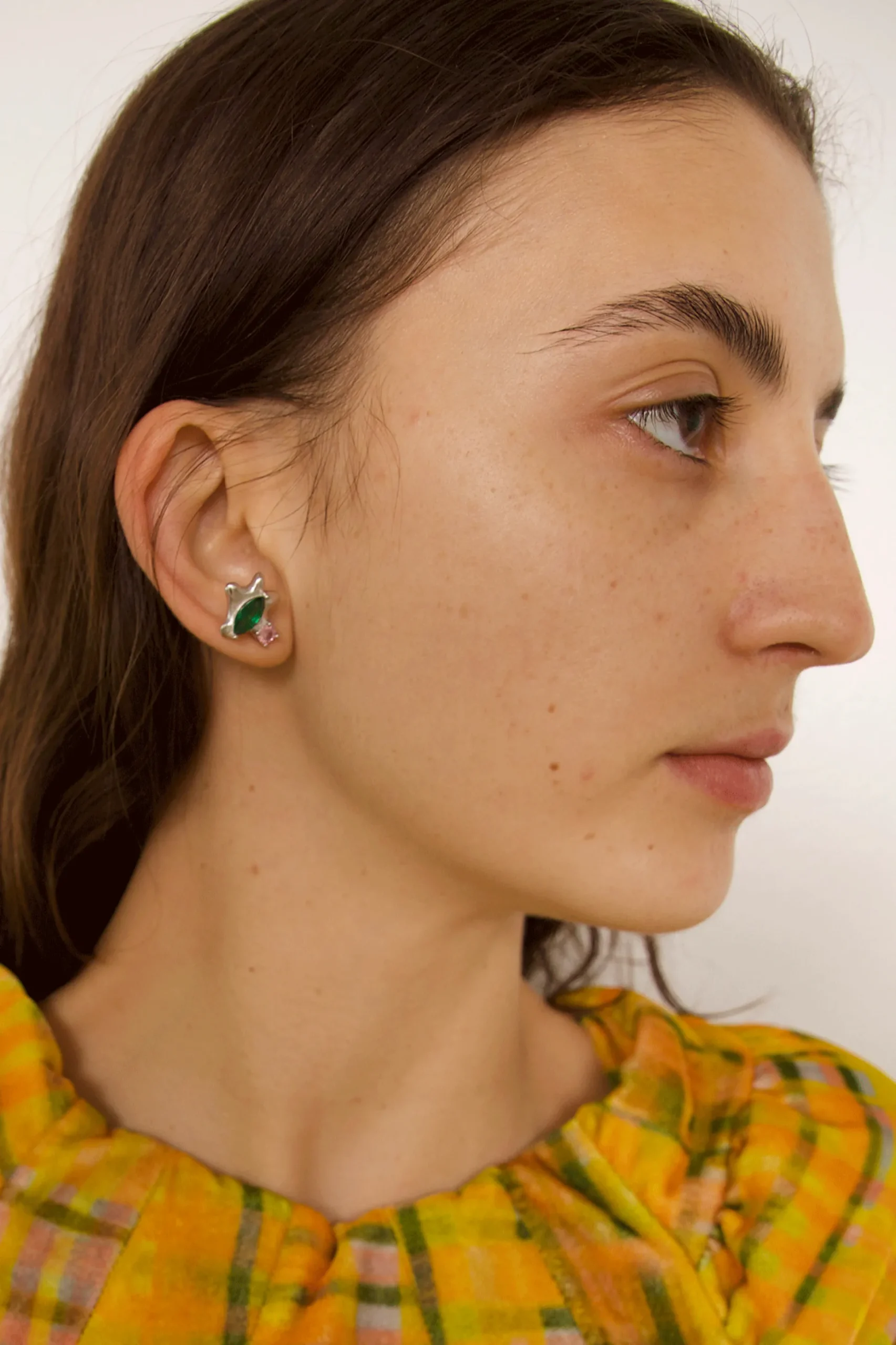 soft_pink_emerald_stella_studs_3.webp Earrings | Collina Strada SOFT PINK EMERALD STELLA STUDS