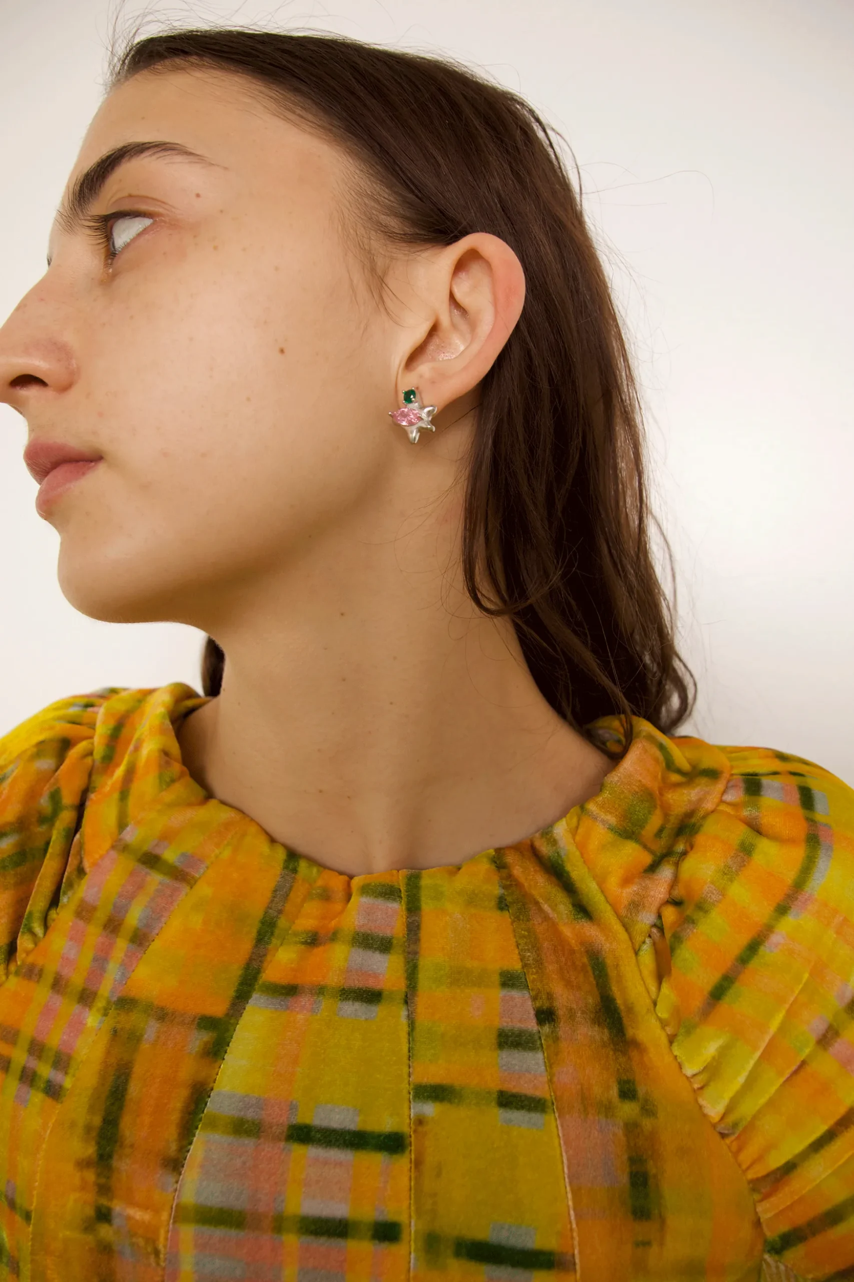 soft_pink_emerald_stella_studs_4.webp Earrings | Collina Strada SOFT PINK EMERALD STELLA STUDS