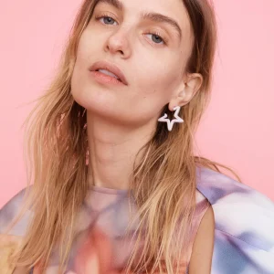 Earrings | Collina Strada SOFT PINK SUPER STAR HOOPS
