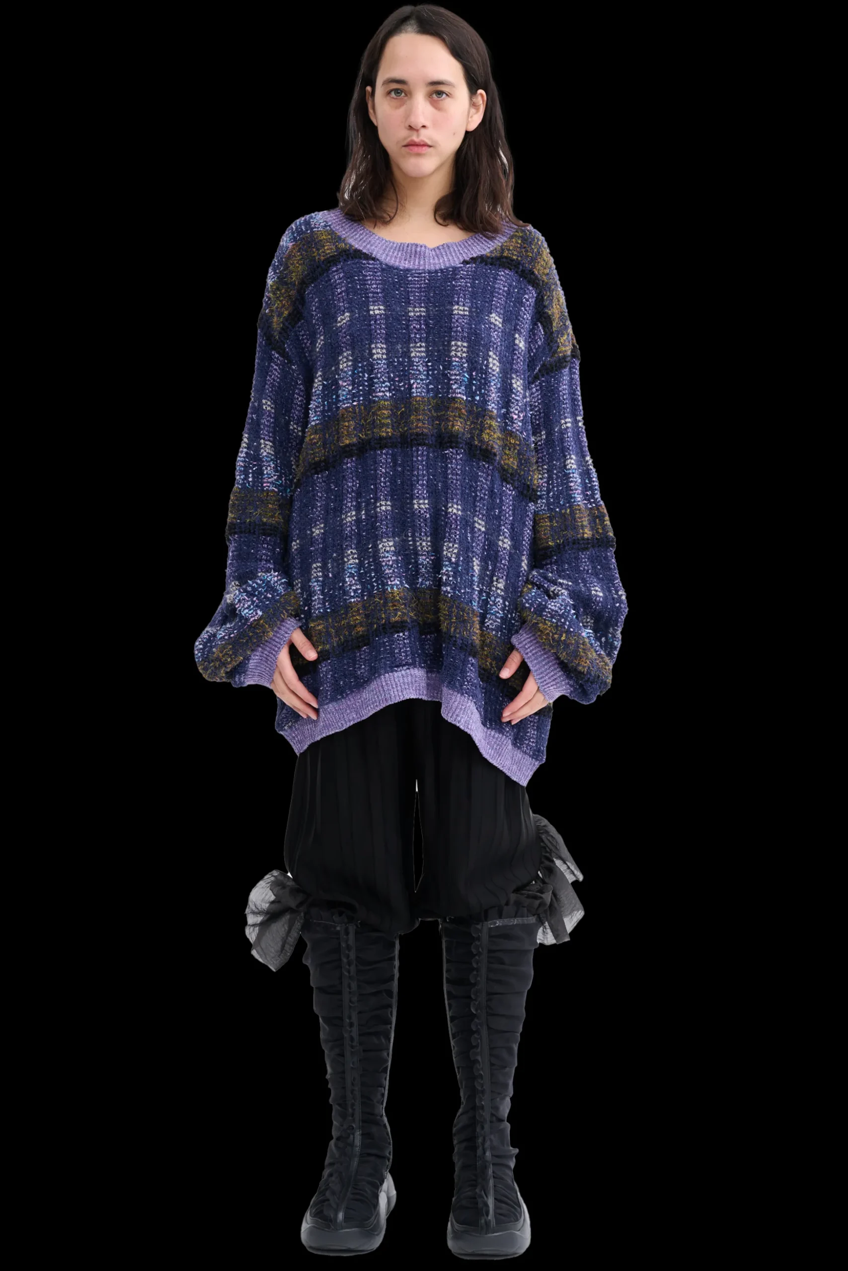 vitelli_purple_plaid_woolly_sweater_0.webp Tops | Collina Strada VITELLI PURPLE PLAID WOOLLY SWEATER