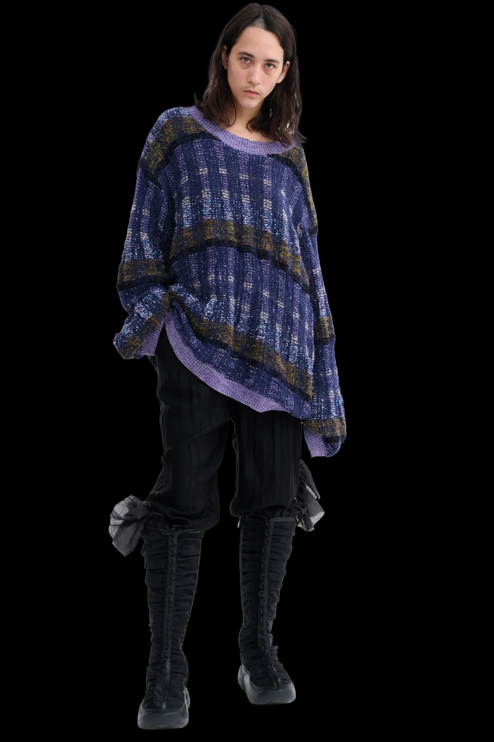 vitelli_purple_plaid_woolly_sweater_1.webp Tops | Collina Strada VITELLI PURPLE PLAID WOOLLY SWEATER