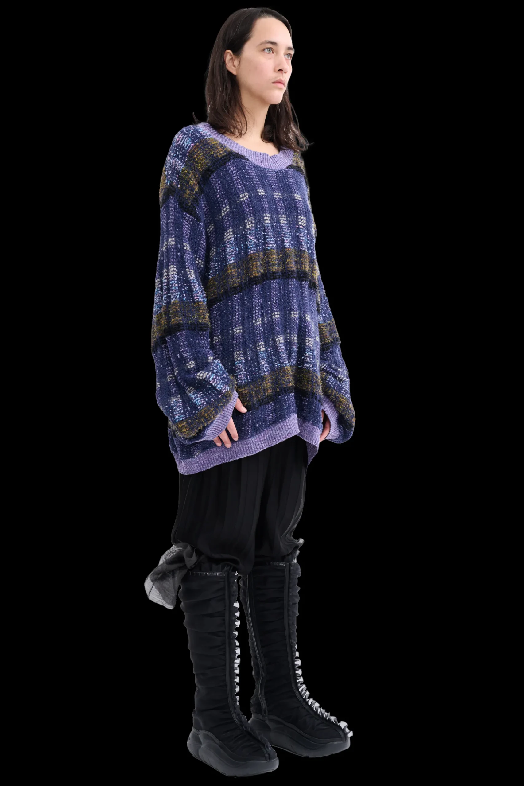 vitelli_purple_plaid_woolly_sweater_2.webp Tops | Collina Strada VITELLI PURPLE PLAID WOOLLY SWEATER