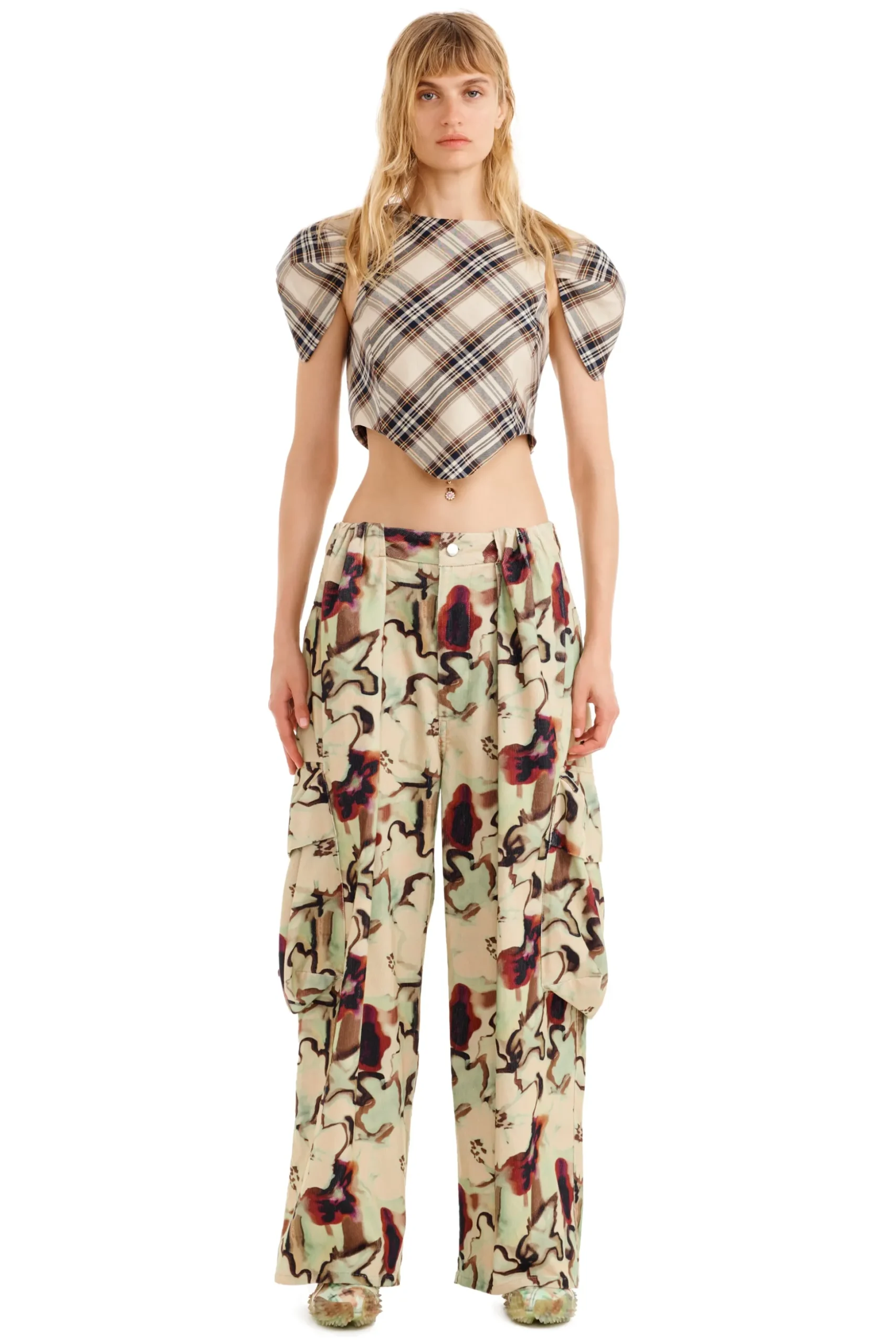 Pants | Collina Strada WATERCOLOR FLORAL PLEATED CARGO PANT