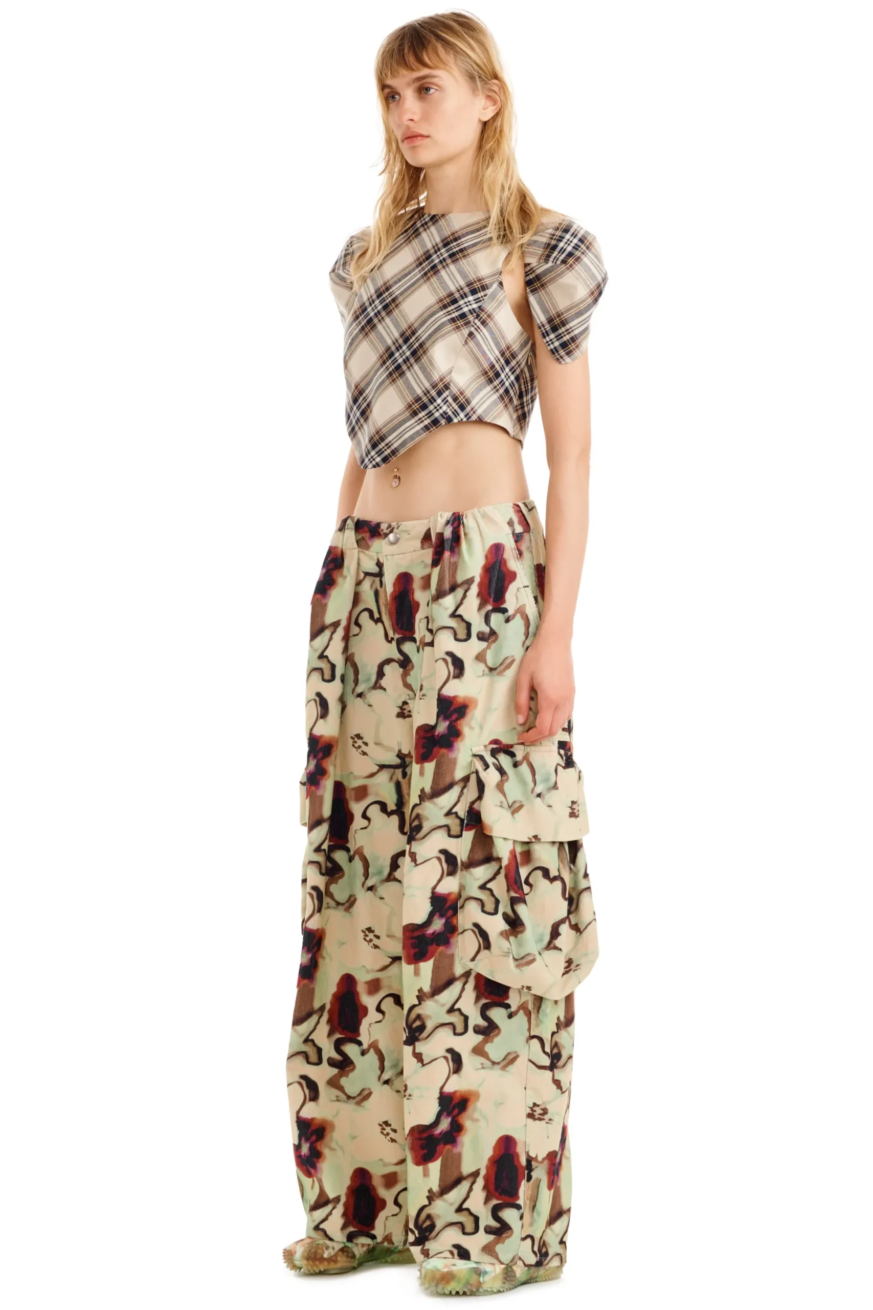 Pants | Collina Strada WATERCOLOR FLORAL PLEATED CARGO PANT