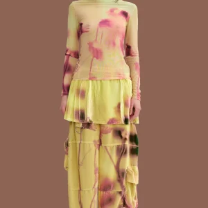 Skirts | Pants | Collina Strada YELLOW MEADOW PLAID LAWN SKIRT CARGO PANT